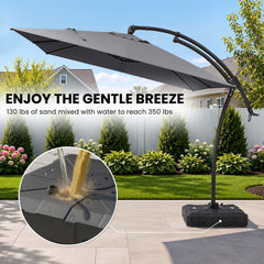 11x9ft Aluminum Cantilever Patio Umbrella (Base Options)