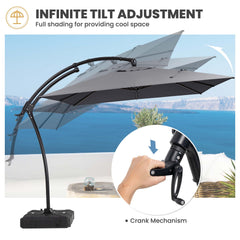 11x9ft Aluminum Cantilever Patio Umbrella (Base Options)