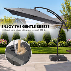 11x9ft Aluminum Cantilever Patio Umbrella (Base Options)