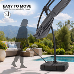 11x9ft Aluminum Cantilever Patio Umbrella (Base Options)