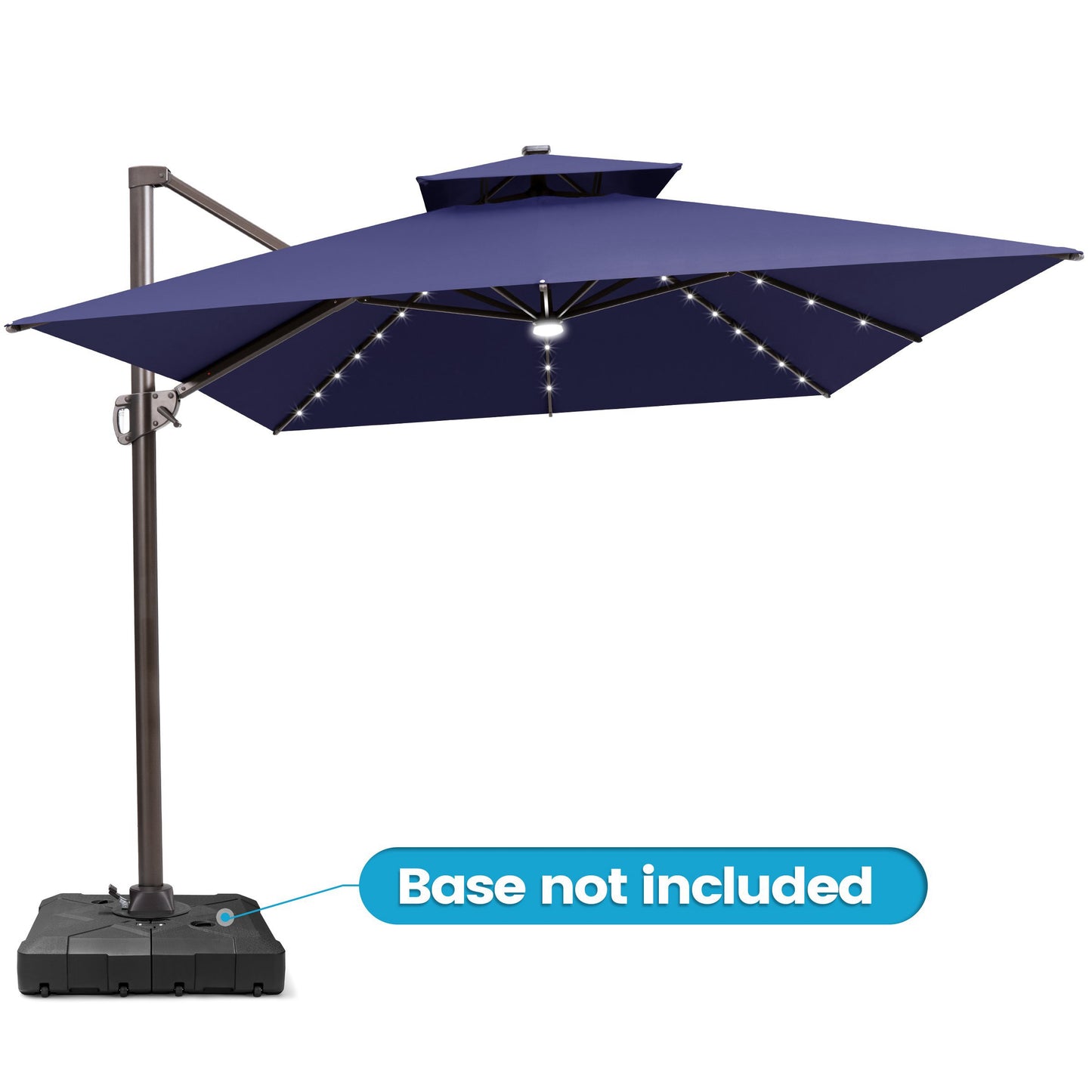 Crestlive Products 13 x 10 ft Aluminum Double Top Crank Cantilever Patio Umbrella with LED Lights