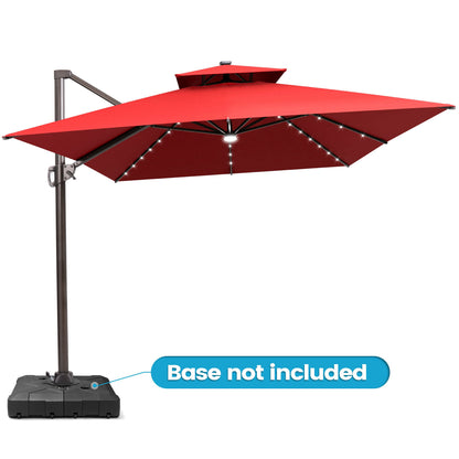 Crestlive Products 13 x 10 ft Aluminum Double Top Crank Cantilever Patio Umbrella with LED Lights
