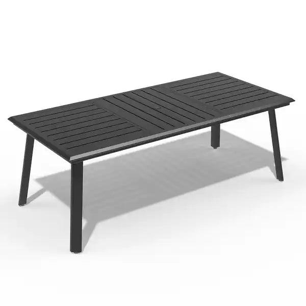 Crestlive Products Patio Aluminum Dining Table with Umbrella Hole for 6-8 People