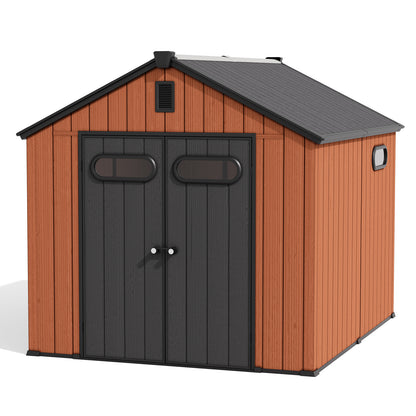 Crestlive Products Outdoor Resin Storage Shed with Floor, Skylight, and Lockable Door, PP and Metal Frame