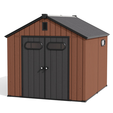 Crestlive Products Outdoor Resin Storage Shed with Floor, Skylight, and Lockable Door, PP and Metal Frame