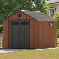 Outdoor Resin Storage Shed with Floor, Skylight & Lockable Door