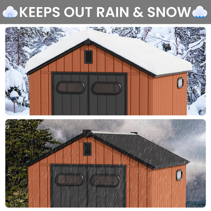 Crestlive Products Outdoor Resin Storage Shed with Floor, Skylight, and Lockable Door, PP and Metal Frame