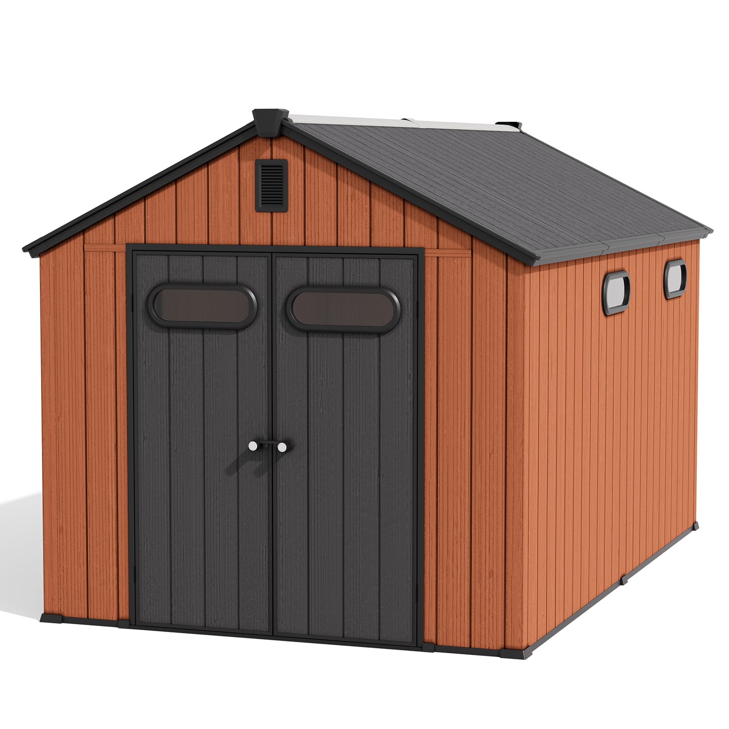 Crestlive Products Outdoor Resin Storage Shed with Floor, Skylight, and Lockable Door, PP and Metal Frame