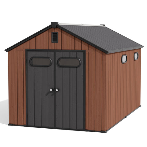 Crestlive Products Outdoor Resin Storage Shed with Floor, Skylight, and Lockable Door, PP and Metal Frame