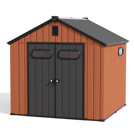 Crestlive Products Outdoor Resin Storage Shed with Floor, Skylight, and Lockable Door, PP and Metal Frame