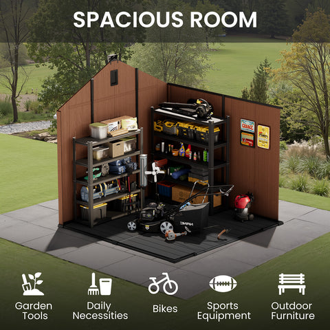 Crestlive Products Outdoor Resin Storage Shed with Floor, Skylight, and Lockable Door, PP and Metal Frame