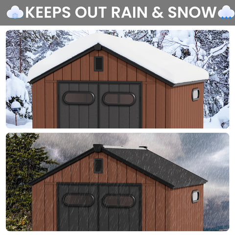 Crestlive Products Outdoor Resin Storage Shed with Floor, Skylight, and Lockable Door, PP and Metal Frame