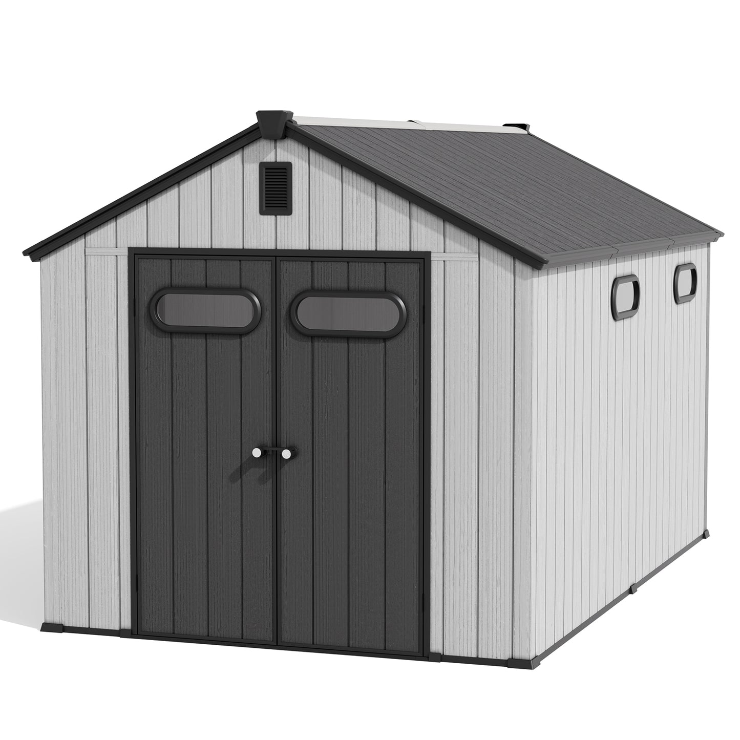 Crestlive Products Outdoor Resin Storage Shed with Floor, Skylight, and Lockable Door, PP and Metal Frame