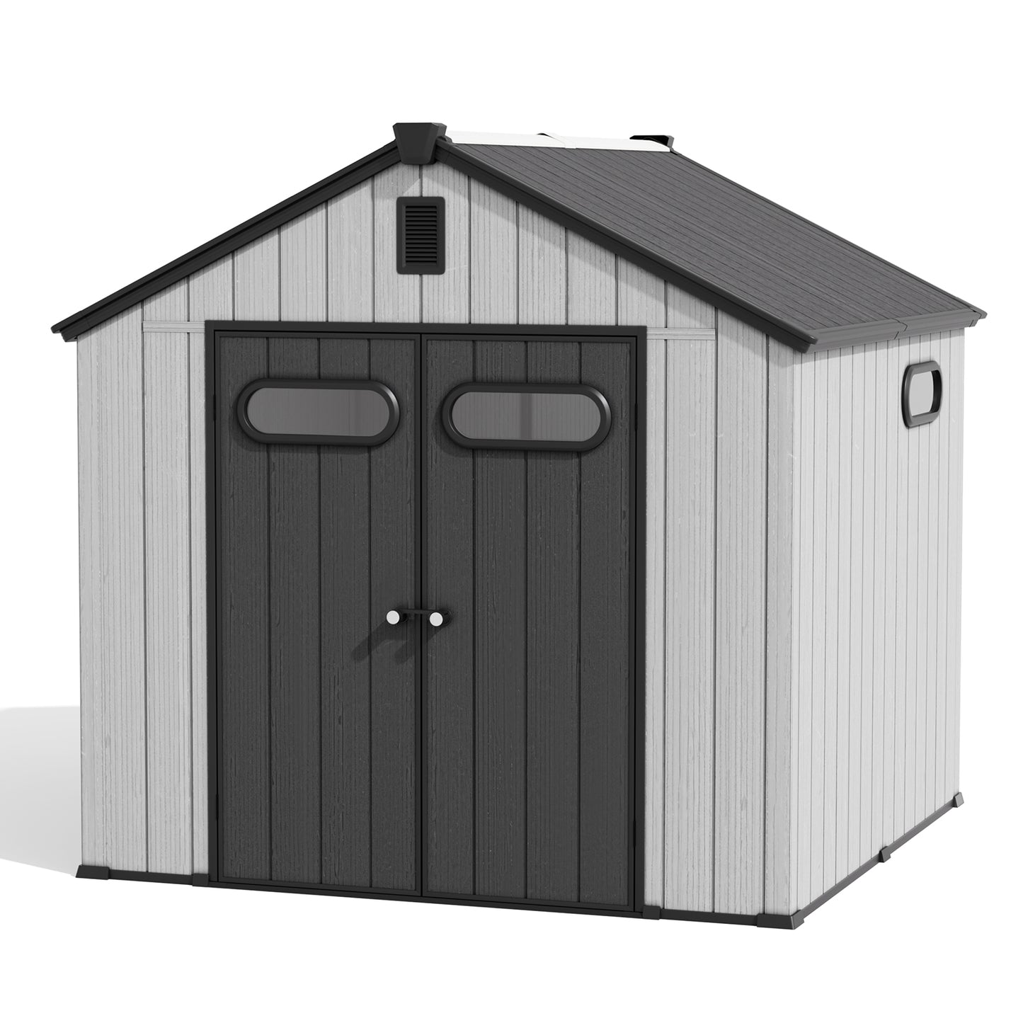 Crestlive Products Outdoor Resin Storage Shed with Floor, Skylight, and Lockable Door, PP and Metal Frame