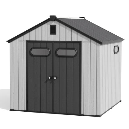 Crestlive Products Outdoor Resin Storage Shed with Floor, Skylight, and Lockable Door, PP and Metal Frame