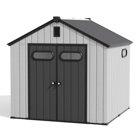 Crestlive Products Outdoor Resin Storage Shed with Floor, Skylight, and Lockable Door, PP and Metal Frame