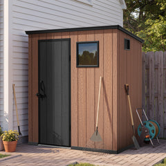 Crestlive Products Lean-to Rust Resistant Plastic Outdoor Storage Shed, Waterproof Resin Garden Shed with Floor, Doors, Window for Backyard Patio Outdoor Use