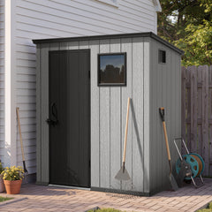 Crestlive Products Lean-to Rust Resistant Plastic Outdoor Storage Shed, Waterproof Resin Garden Shed with Floor, Doors, Window for Backyard Patio Outdoor Use