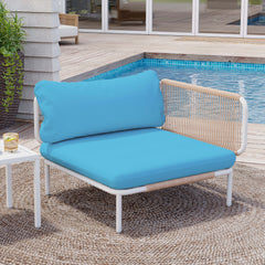 Modular Patio Sofa Chair with Rope Weave & Convertible Armrests