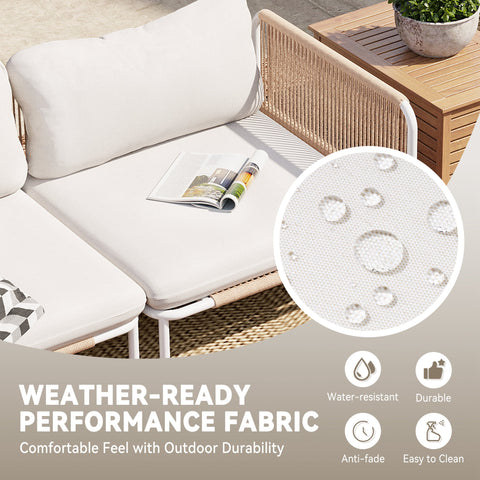 Crestlive Products Outdoor Sectional Sofa with Cushions, Modular Patio Conversation Set