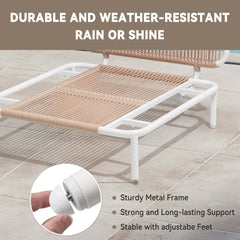 Modular Patio Sofa Chair with Rope Weave & Convertible Armrests