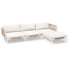 Modular Patio Sofa Chair with Rope Weave & Convertible Armrests