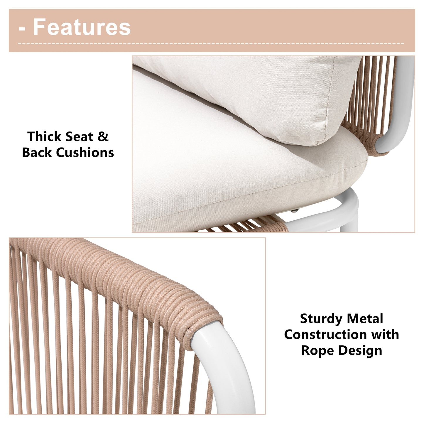 Crestlive Products Outdoor Sectional Sofa with Cushions, Modular Patio Conversation Set