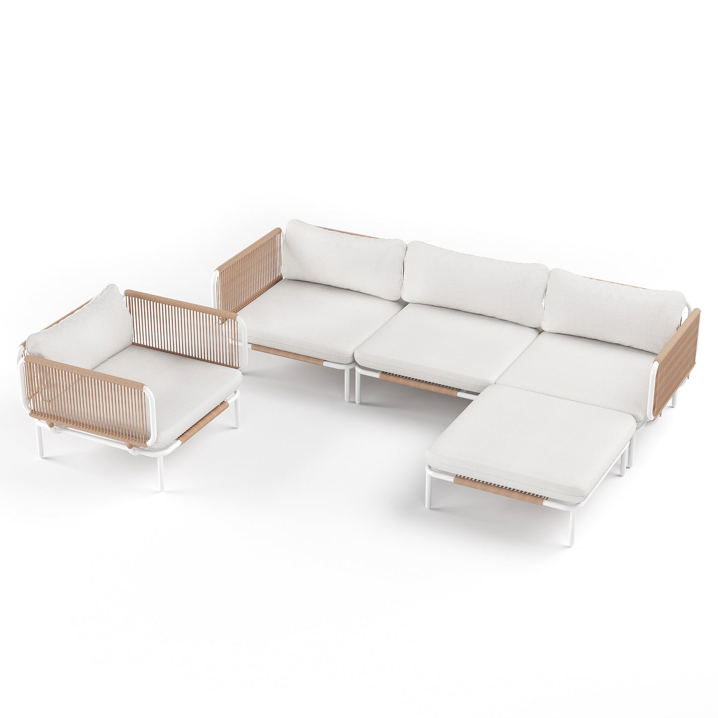 Crestlive Products Oversized Outdoor Metal Sofa Set with Cushions, Modular Seating