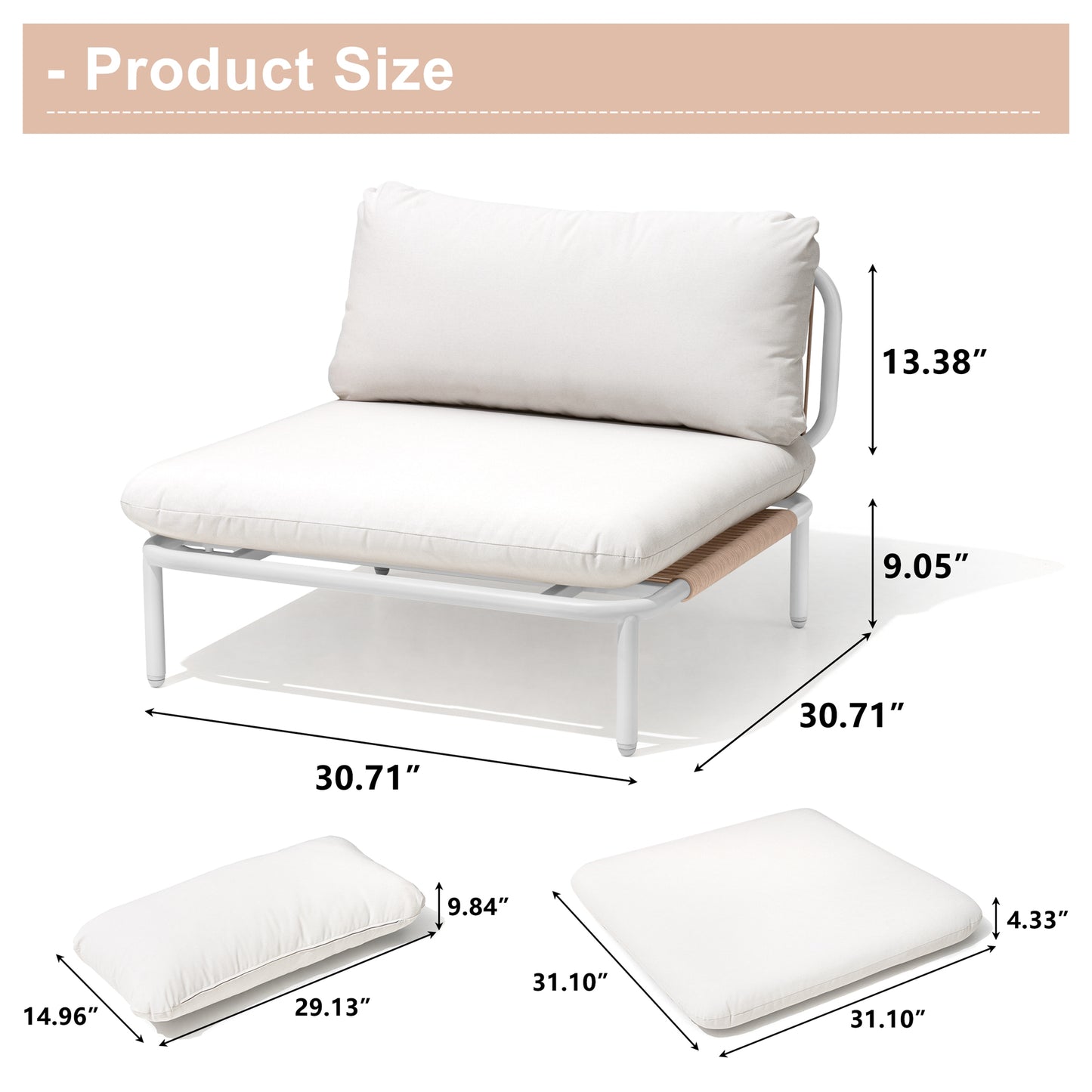 Crestlive Products Outdoor Sectional Sofa with Cushions, Modular Patio Conversation Set