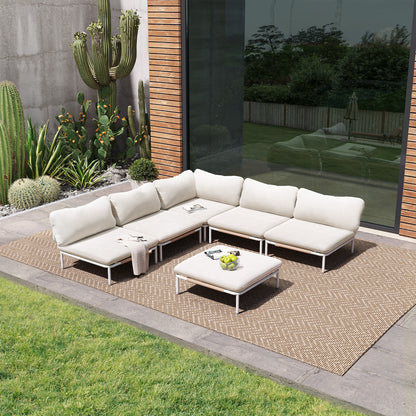 Crestlive Products Outdoor Sectional Sofa with Cushions, Modular Patio Conversation Set