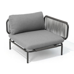 Modular Patio Sofa Chair with Rope Weave & Convertible Armrests