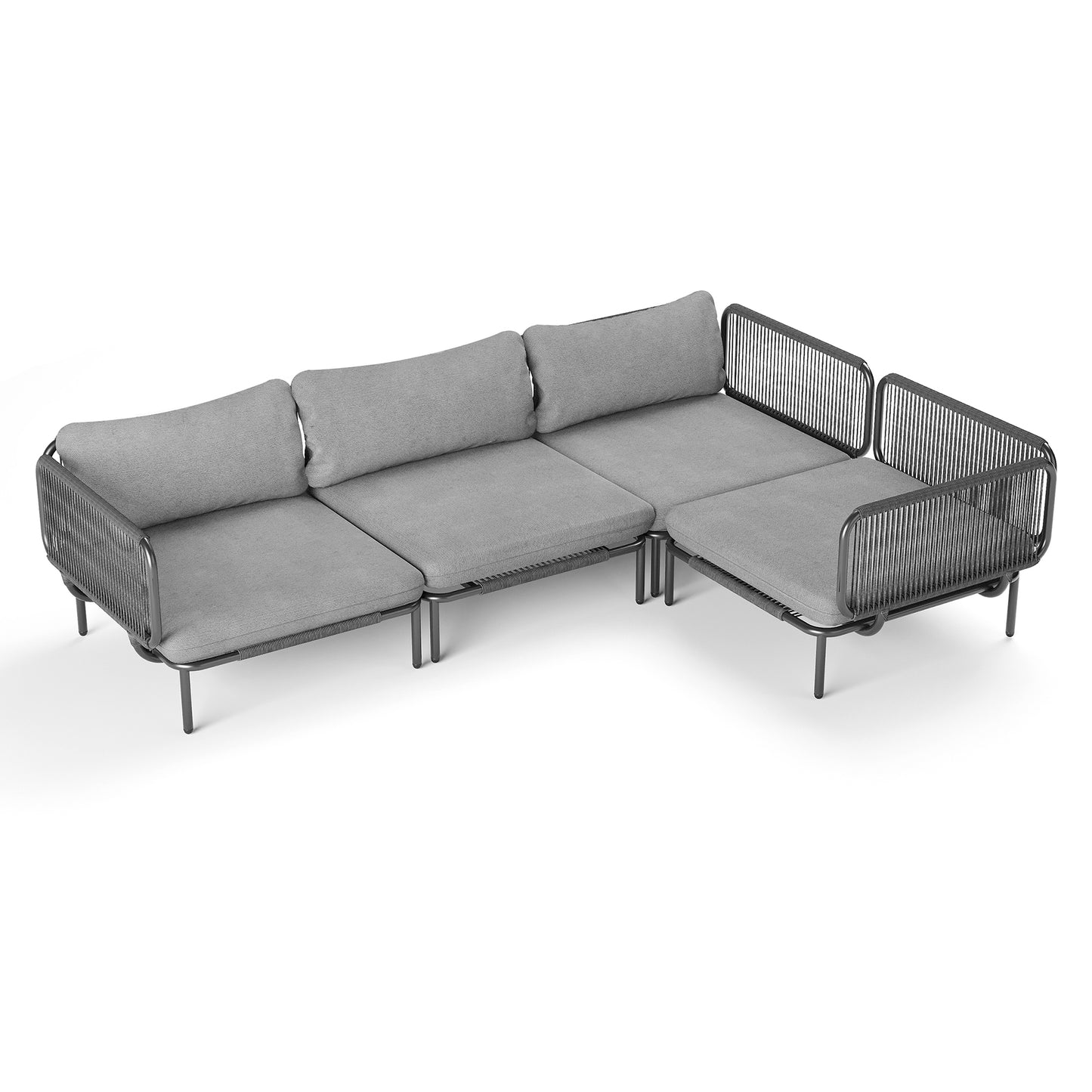 Crestlive Products Oversized Outdoor Metal Sofa Set with Cushions, Modular Seating
