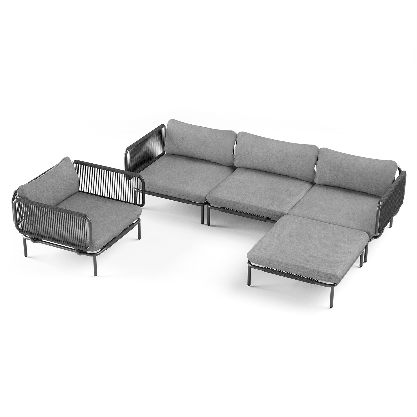 Crestlive Products Oversized Outdoor Metal Sofa Set with Cushions, Modular Seating