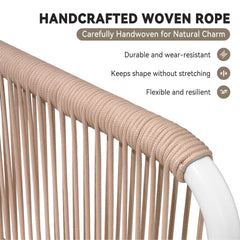 Modular Patio Sofa Chair with Rope Weave & Convertible Armrests