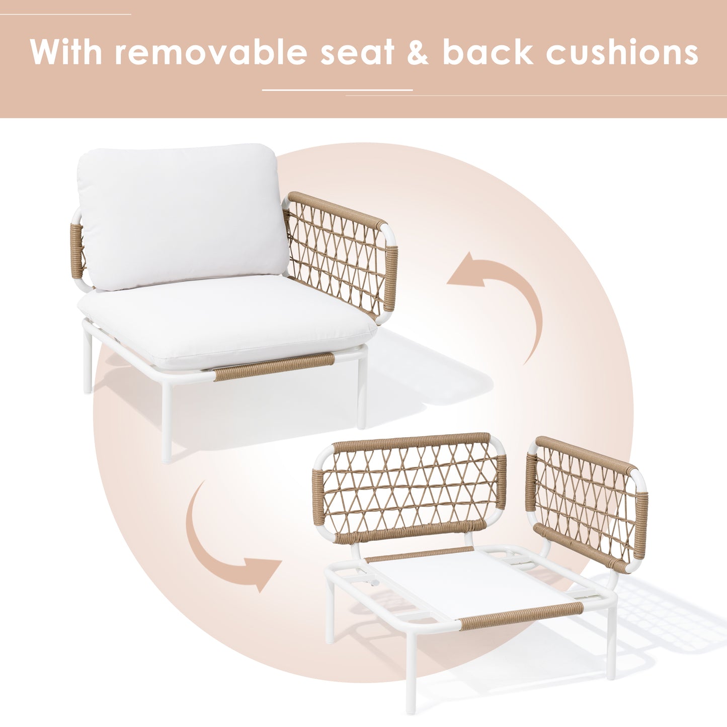 Crestlive Products Aluminum Outdoor Loveseat 2-Seater Patio Couch with Detachable Cushions