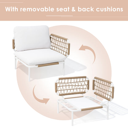 Crestlive Products Aluminum Outdoor Loveseat 2-Seater Patio Couch with Detachable Cushions