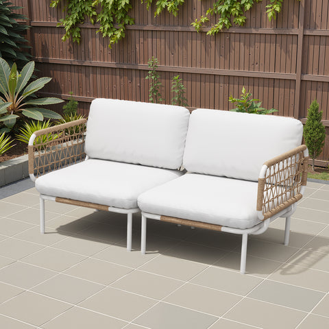 Crestlive Products Aluminum Outdoor Loveseat 2-Seater Patio Couch with Detachable Cushions