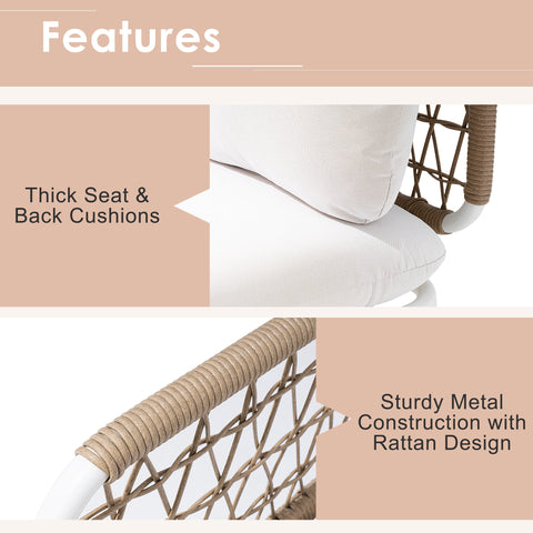 Crestlive Products Aluminum Outdoor Loveseat 2-Seater Patio Couch with Detachable Cushions