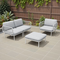 Aluminum Outdoor Loveseat with Detachable Cushions