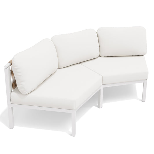 Crestlive Products Half Moon 2-Piece Aluminum Patio Furniture Set, Waterproof Curved Outdoor Sofa
