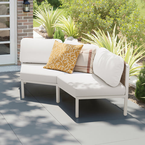 Crestlive Products Aluminum Outdoor Curved Patio Sectional Sofa with Water-Resistant Cushions