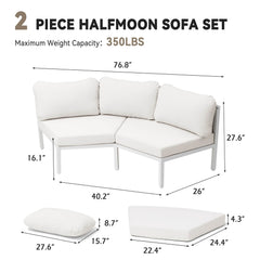 Curved Aluminum Outdoor Sectional Sofa with Water-Resistant Cushions