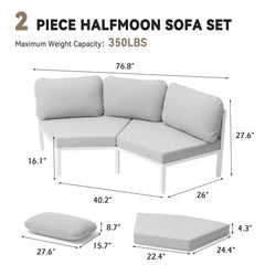 Curved Aluminum Outdoor Sectional Sofa with Water-Resistant Cushions