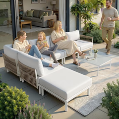 Crestlive Products Aluminum Outdoor Patio Furniture Set with Coffee Table, 6 Seat Modular Patio Sectional Sofa, Oversized 31" Deep Seating with 5.1" Extra Thick Cushions for Garden Backyard Poolside
