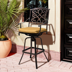 Aluminum Swivel Outdoor Bar Stool Set of 2 with Sunbrella Cushions