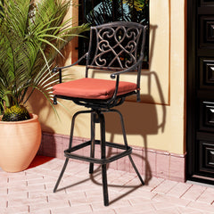 Aluminum Swivel Outdoor Bar Stool Set of 2 with Sunbrella Cushions