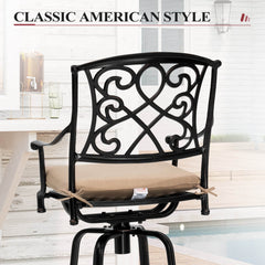 Aluminum Swivel Outdoor Bar Stool Set of 2 with Sunbrella Cushions