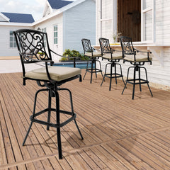 Aluminum Swivel Outdoor Bar Stool Set of 2 with Sunbrella Cushions
