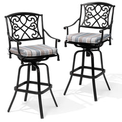 Aluminum Swivel Outdoor Bar Stool Set of 2 with Sunbrella Cushions