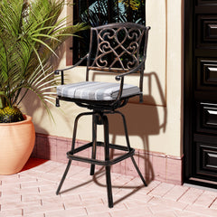 Aluminum Swivel Outdoor Bar Stool Set of 2 with Sunbrella Cushions